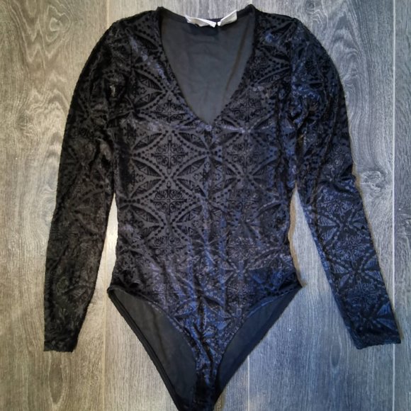 Patterned Velvet-y Bodysuit - Picture 1 of 1